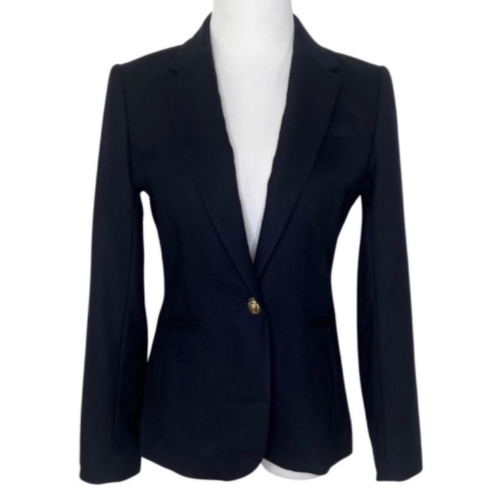 J. Crew Campbell Blazer Size 6 Navy Wool Collegiate Prep Dark Academia Preppy